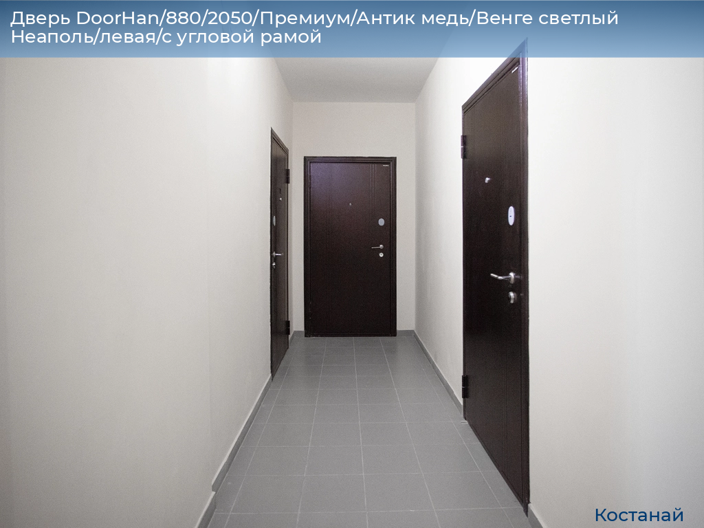 Дверь DoorHan/880/2050/Премиум/Антик медь/Венге светлый Неаполь/левая/с угловой рамой, kostanaj.doorhan.ru